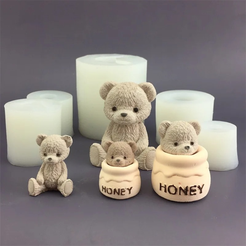 Candle Supplies Store - Cute Bear Honey Jar Silicone Candle